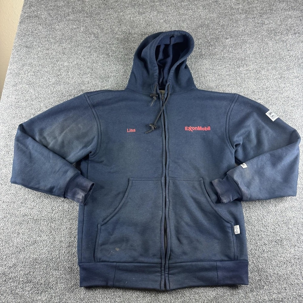 Tyndale FR Hoodie Mens S Blue Fleece Full Zip ExxonMobil Flame Resistant